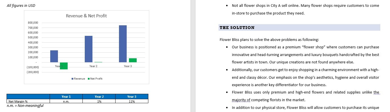 Flower shop business plan sample with financials