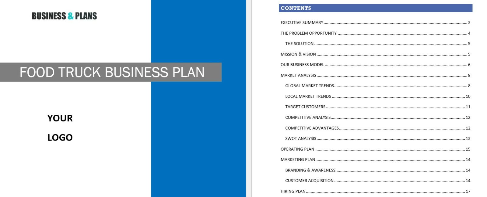 Food truck business plan template in Word