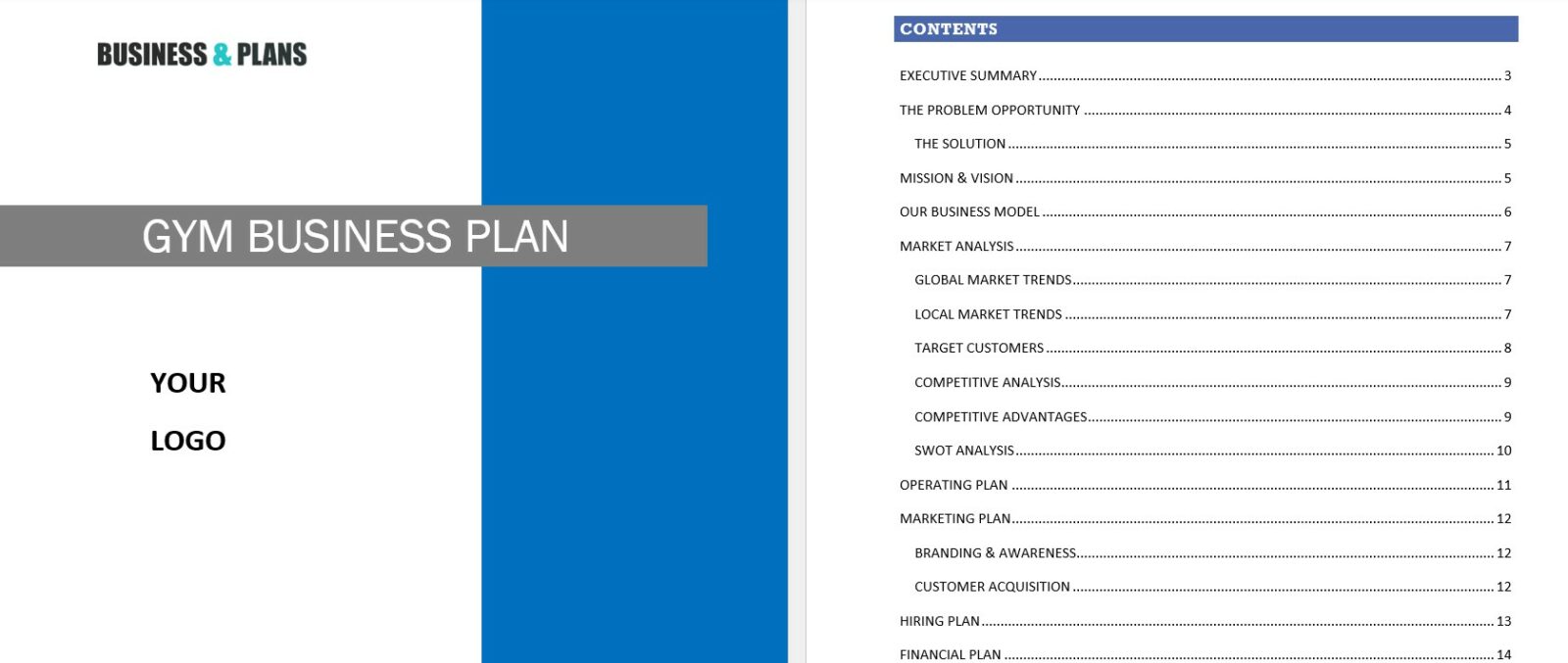 Gym Business Plan Template Gym Financial Plan