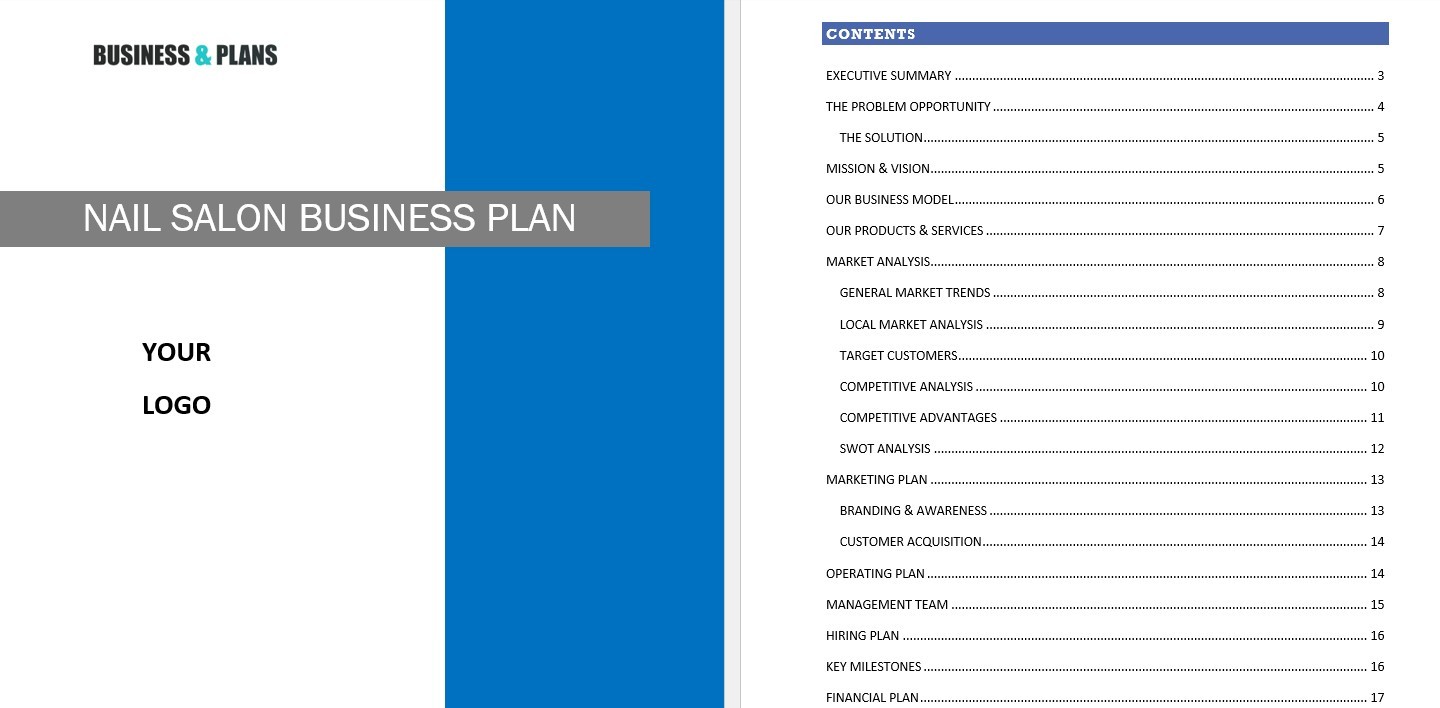 Nail salon business plan template in Word