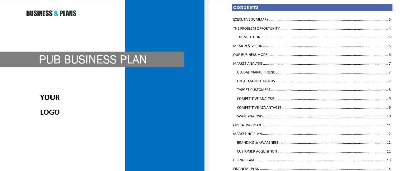 Pub bar business plan in Word