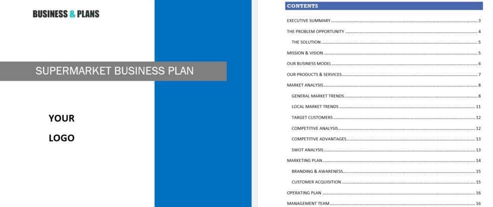 Supermarket Business Plan Template - Supermarket Financial Plan