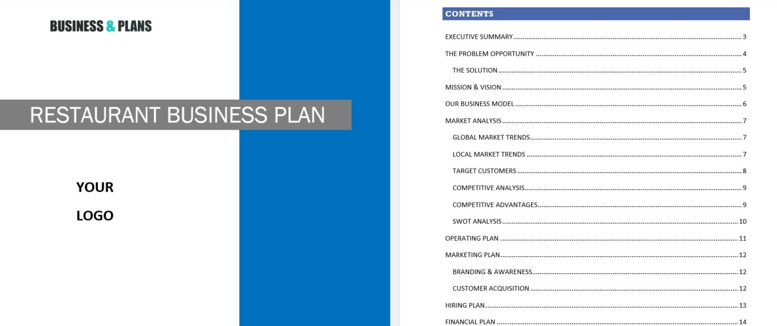 Restaurant business plan in Word