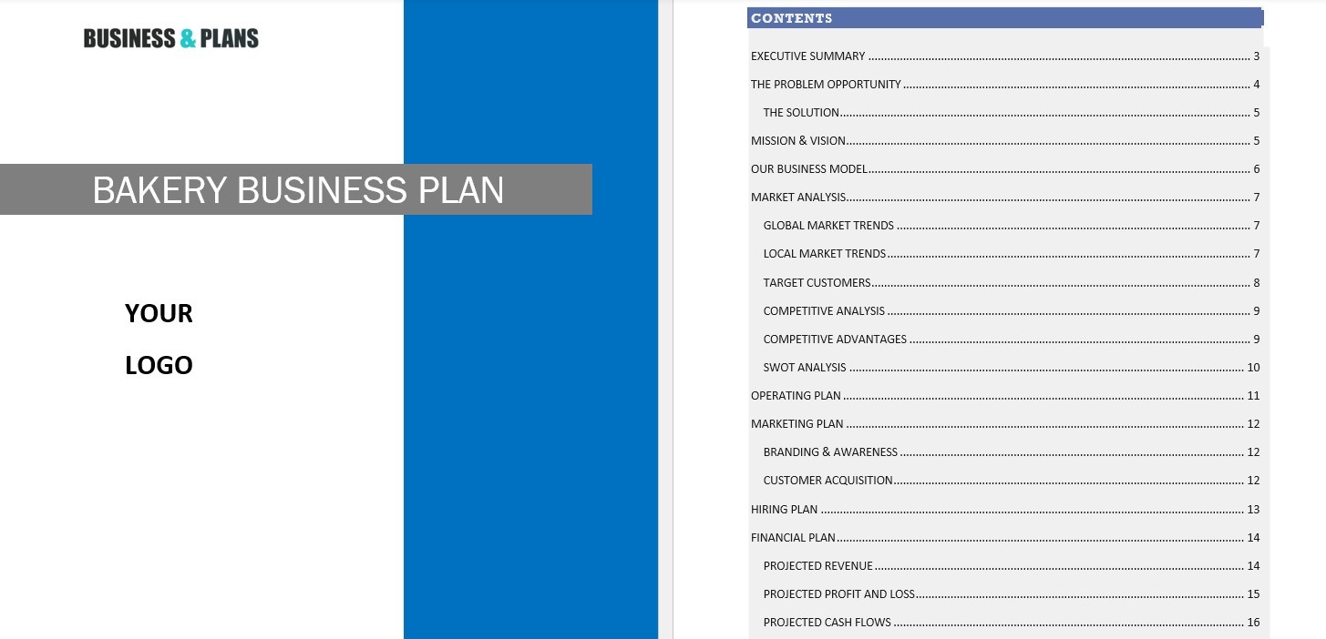Bakery business plan template in Word