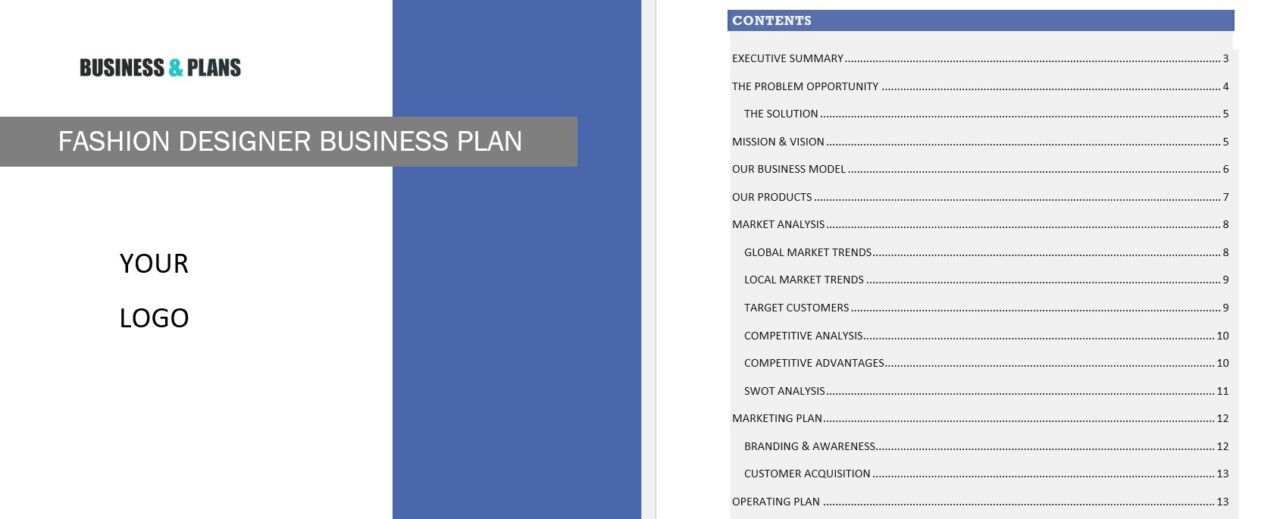 business plan template for fashion designer