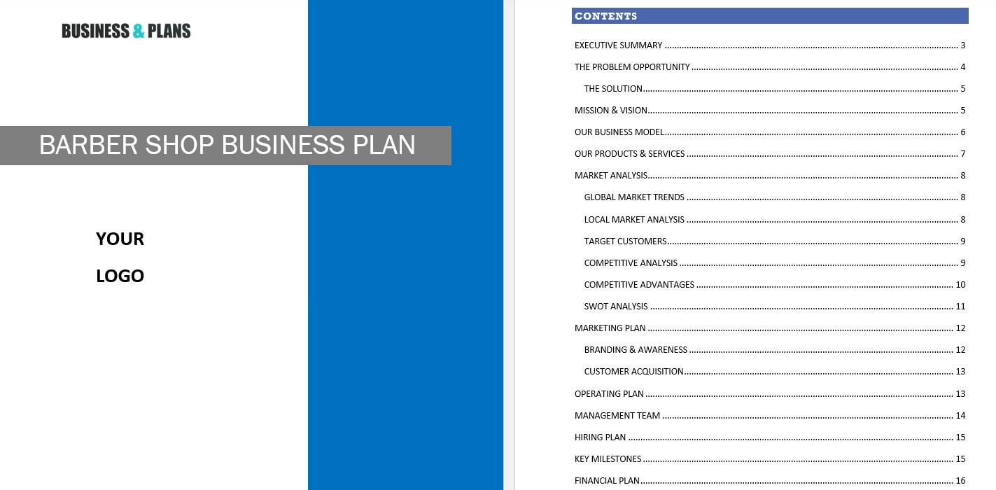 barbershop business plan template in Word