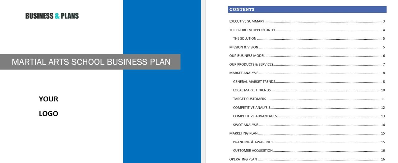 martial arts school business plan template