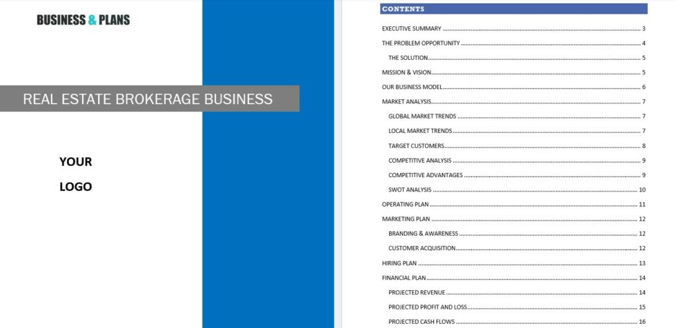 real estate agency business plan template