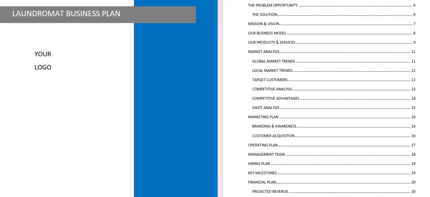 Laundromat business plan template in Word