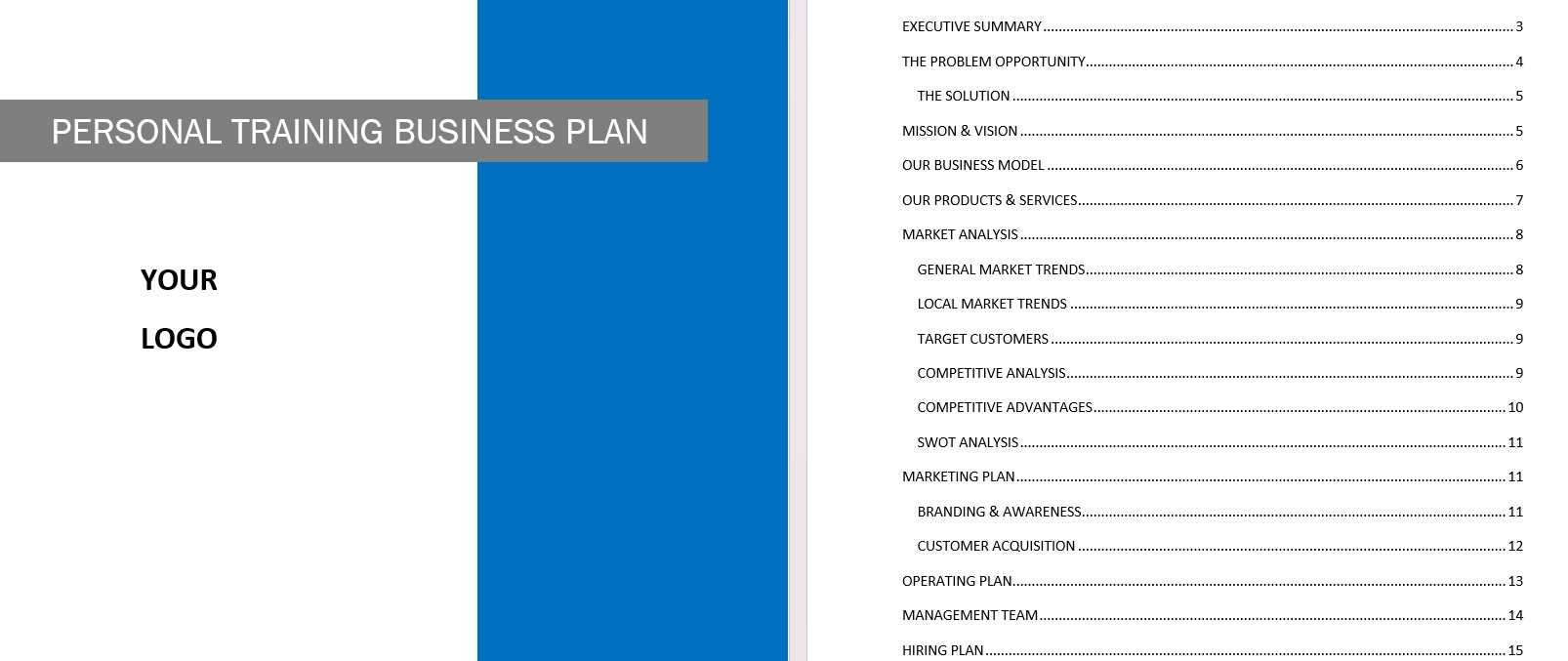 Personal training business plan template in Word