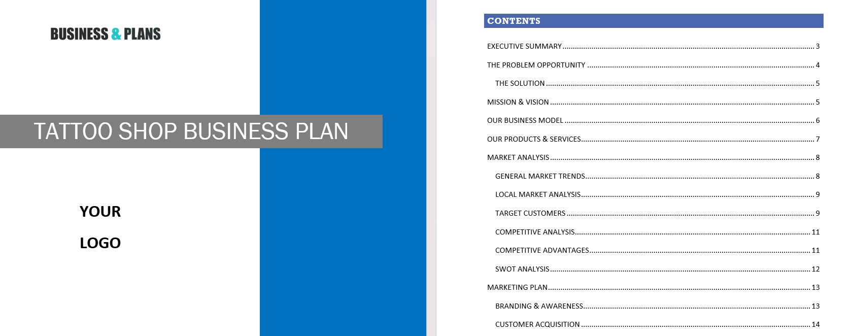 Tattoo shop business plan template in Word