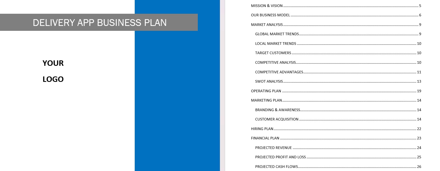 Delivery app business plan template in Word
